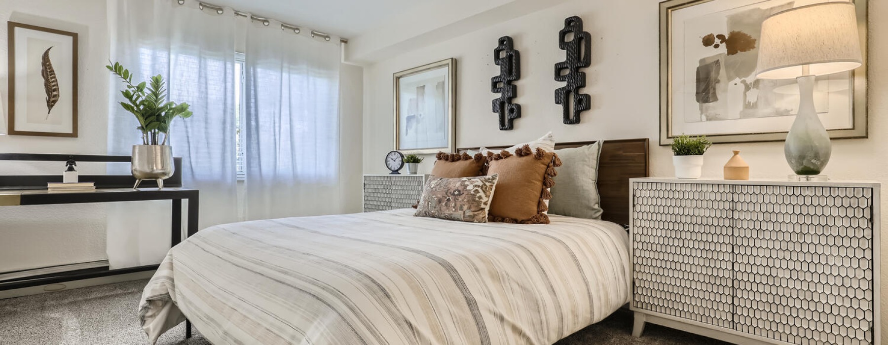 Large bedroom with king size bed and window