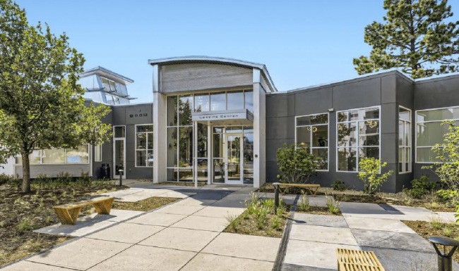 a building with a glass front